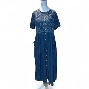 Erika & Co. long blue denim empire waist size large dress